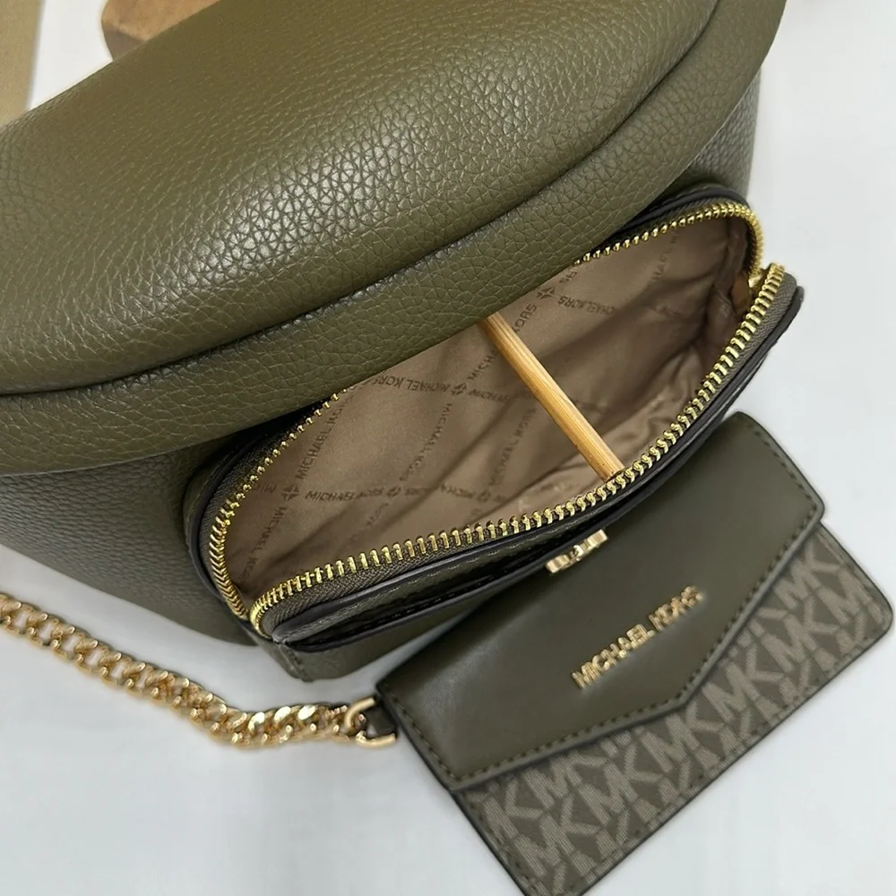 Michael Kors Maisie Lg Pebbled Leather 2-in-1 Sling Fanny Pack Waist Bag Belt - Picture 9 of 16